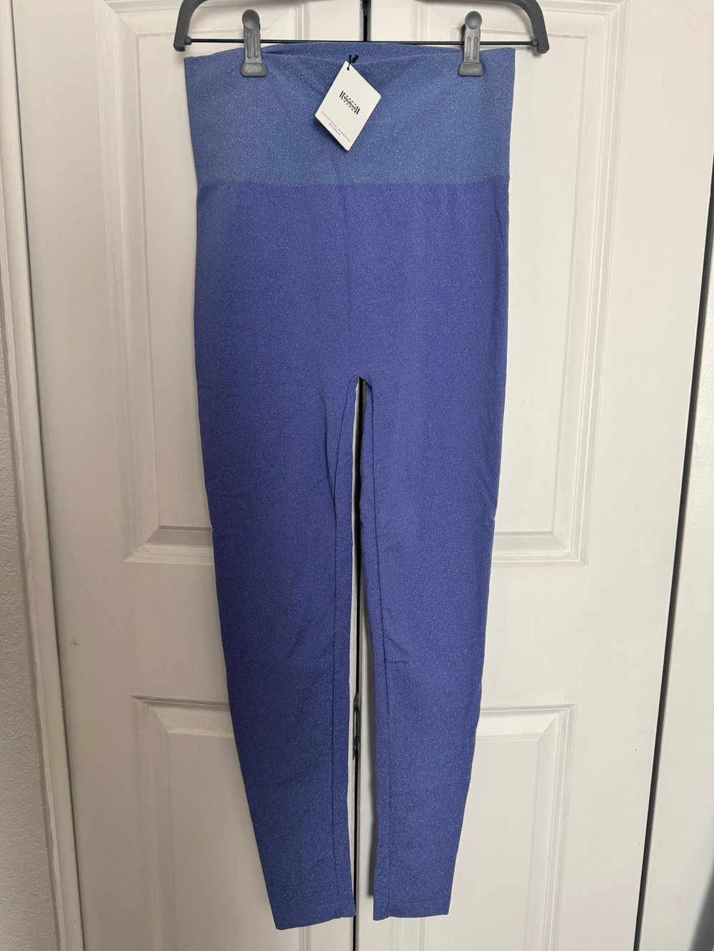 Wolford Shimmery High Waist Leggings Blue Size Large NWT